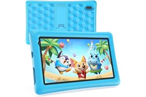 BENEVE Tablet Bambini 7 Pollici Android 10.0 Quad Core 2GB RAM 32GB ROM WiFi Bluetooth Istruzione Giochi Software Preinstallato Con Custodia Controllo Genitori (Blu)