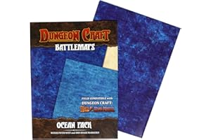 DUNGEON CRAFT Battlemaps Board Game, Battle Mat for Dungeons and Dragons, Double-Sided Gloss Laminated DND Mat, Wet and Dry Erase Board, Table Top Games (Ocean Pack, 24"x33"/1" Grid)