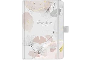 INDEME Terminplaner 2024 - Kalender 2024 von Januar 2024 bis Dezember 2024, Wochenplaner A5 mit Innentasche, Elastischer Verschluss, Kalender 2024 Buchkalender, 21.3 x 14.7cm - Grau