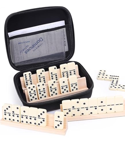 XL Domino Spel - Groot Familiespel - Buiten En Binnen - Handgemaakt ECO Hout 18x9cm Stenen Gekleurde Getallen