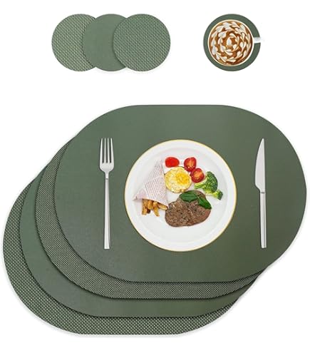 AGYO Set 6 Tovagliette Ovali Intrecciate 44 × 29,5 Cm – Placemat In PP Blu Oceano, Antiscivolo, Lavabili, Arrotolabili – Decorazione Elegante Per Tavola, Cucina E Outdoor