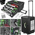 tectake® Tool Box Trolley, 899-Piece Kit, with 4 drawers. Essential DIY Tools Set, Home & Office Hand Tools, Mechanic Spanner Organiser, Portable Tool Box with Wheels - Home Improvement Starter Kit