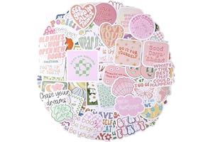 ETHEL 100pcs Preppy Aesthetic Stickers Pack - Waterproof Vinyl Decals for Water Bottles, Laptop & Phone - Positive Motivational Quotes, Inspirational Pink Stickers for Girls Women Kids