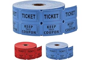 QINGZY 1000 Pièces (500 Paires) Billets De Tombola Doubles Rouleaux, Numérotation Consécutive, Rouge/Bleu, Ticket Tombola Déchirables pour Événements, Entrées, Loteries, Récompenses et Prix (Bleu)
