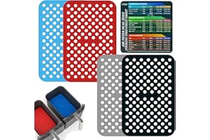 ‎I-MOGOO Dual Basket Silicone Air Fryer Liner Pack of 4 Reusable with Magnetic Cheat Sheet for Ninja Foodie/Dualzone and Other Dual Basket Air Fryer Kitchen Accessories