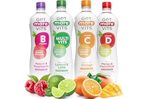 Get More Vits Vitamin Drinks Bestsellers Bundle - Low Calorie, Sugar Free, with Vitamin D, C, & B Vitamins - Pack of 12 500ml bottles, 4 Flavours