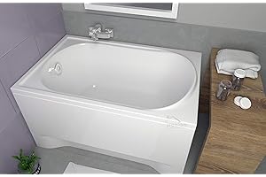 ECOLAM Baignoire rectangle acrylique Mini Polimat 110x70 cm blanche – pieds, siphon et silicone, habillage en acrylique, Original produit, Belle forme, moderne 110 x 70