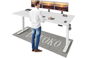 ‎DEVOKO Devoko Höhenverstellbarer Schreibtisch mit 2 Motoren，25mm Einteilige Tischplatte, 200x80 cm Mobiler Elektrisch Computertisch mit Kabel Management, weiß - Perfekte Ergonomie für Dein Büro
