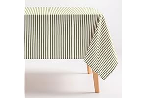 GAMUSI Mantel Antimanchas Rectangular Tela algodón Impermeable Rayas Verde, 160x100 cm