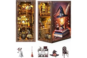 VINTONEY Book Nook Kit DIY Booknook Book Nooks Bibliothèque Magic Kit de construction Library Fantasy Décoration miniature Maison avec lumière LED pour adultes à partir de 14 ans