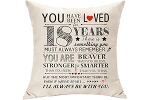 HASODEO 18th Birthday Gifts for Girls and Boys 18th Birthday Decorations You Have Been Loved Gifts for 18 Years Daughter Son Niece Granddaughter Adult Gifts Birthday Cushion Cover 45 x 45 cm (18)