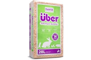 PETSPICK Cama de Papel Suave para Mascotas para Animales pequeños, 28 L, Natural