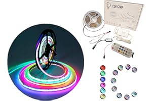 H+H Leipzig Zestaw taśm LED 24 V COB RGBIC. Dreamcolor taśma LED, możliwość ściemniania, 576 diod LED/M, możliwość częściowego działania, samoprzylepna taśma LED, sterowana aplikacją, Bluetooth (RGB