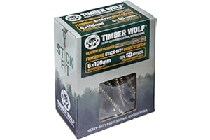 Timber Wolf Tornillos para madera, 6 x 100 mm, caja de 50, zinc y amarillo (dorado)