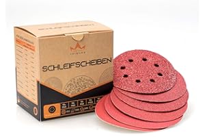 TRIBURG Tarcze szlifierskie klasy premium, 125 mm, na rzep zestaw 60 sztuk, po 10 x P40/P60/P80/P120/P180/P240, papier ścierny 125 mm, okrągły | do szlifierek mimośrodowych, do drewna, farby, tworzywa sztucznego, metalu