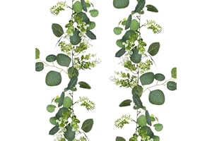Foshird Pack of 2 Eucalyptus Garland Decorative Eucalyptus Artificial Flower Garland 1.8 m Artificial Plant Leaves Garland Green for Wedding Garden Outdoor Wall Spring Decoration Table Decoration
