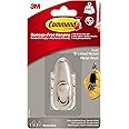 Command FC11-BN Small Brushed Nickel Hooks with Strips (Pack of 2, 1 Hook and 2 Small Adhesive Strips Each)