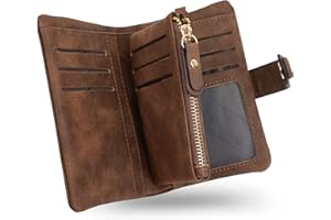 conisy Portfel damski, krótki, słodki, skórzany portfel dla kobiet – miękki, wygodny, z dużą ilością przegródek na karty, brązowy, S, Klasyczny