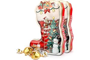 SWEET BUDDIES Nikolausstiefel mit Pralinen, 2er Set, Vollmilchschokolade mit Sahnefüllung – Santa-Stiefel-Dose, wiederverwendbar, ideale Geschenkidee für Advent und Weihnachten, zum Verteilen und Freude schenken