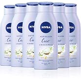 NIVEA Coconut Oil Lotion &amp; Monoi Oil 6 Pack (6 x 400ml), Coconut Scented Body Oil, Moisturizing Body Care Lotion for Dry and