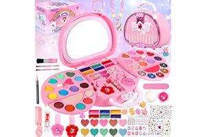 ZLPBAO Makijaż dla dziewczynek, nadający się do prania, zestaw do makijażu dla dziewczynek z błyszczącymi kamyczkami, samoprzylepny, do makijażu, zabawka, prezent, odgrywanie ról, zabawka dla