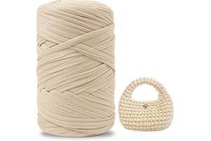 ‎IEGROW iEGrow 400 g T-Shirt Garn, Häkelgarn, Textilgarn für gehäkelte Körbe, geeignet für Handtasche, Taschen, Teppiche, Heimdekoration, DIY-Kunsthandwerk, Chunky Yarn für Anfänger Beige
