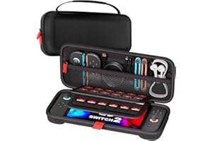 ProCase Carry Case for 2025 Nintendo Switch 2, with 24 Playing Card Slots, Hard Suitcase Protective Case for Console Accessories - Black, Standard