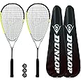 Dunlop Hyper Lite Pro Squash Racket Twin Pack, inc Full Protective Covers & 3 Squash Balls