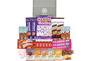 A AMOUSA Hot Chocolate Gift Set- Hot Chocolate Hamper with 12x Sachets, Marshmallows & Biscuits.