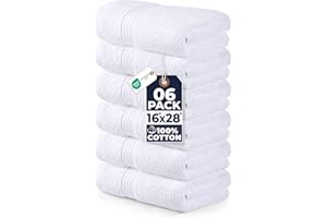 Utopia Towels - Lot de 6 Serviettes de Toilette de Luxe, (41 x 71 CM) 100% Coton filé, légères et très absorbantes pour la Salle de Bain, Le Voyage, Le Camping, l'hôtel et Le Spa (Blanc)