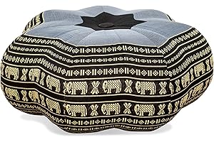 ‎LIVASIA Livasia Meditationskissen Stern groß, Yogakissen mit Kapok, Pouf, Bodenkissen sternförmig Yoga Zen Meditation, Zafukissen Garten Balkon, Sitzkissen handgefertigt Ø 40x20cm