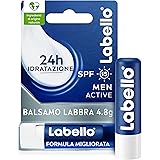 Labello Active For Men 4.8 g, Burrocacao labbra SPF15, Balsamo labbra idratante con burro di karité e oli naturali, Burrocaca