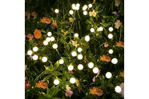 MEDE Firefly Solar Lights Garden Decorations, 4 Pack 10 LED Powered Waterproof, 2 Modes Starburst Swaying for Pathway Yard Landscape Ornaments, Warm White