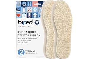 ‎BIPED biped 2 Paar Lammwollsohlen - extra dick - Schuheinlagen aus echter Lammwolle - wärmende Innensohlen für alle Schuhtypen z1015