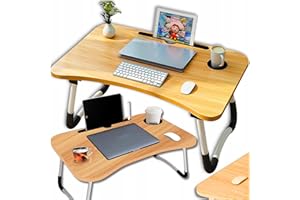 ECARLA Stojak na laptopa, łóżko, stolik pod laptopa, składany, 60 x 40 cm (kolor drewna2)