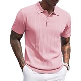COOFANDY Men's Polo Shirts Short Sleeve Summer Casual Vacation Buttons Stretch Fabric Golf