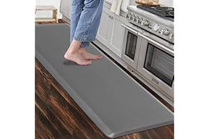Carvapet Antiscivolo Tappetino da Cucina Anti-Fatica Stuoie in Piedi PVC Ammortizzato Comfort Tappeto da Cucina(Grigio,44x152cm)