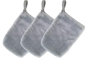 Polyte - Manopla facial desmaquillante de microfibra - Hipoalergénica, sin elementos químicos - 12,7 x 17,8 cm - Pack de 3 (Gris)