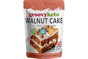 Groovy Keto Walnut Cake Cupcake Mix | Low Carb | Keto Friendly | Sugar Free | Only 1.5g Net Carbs Per slice | Keto Baking Mix, Diabetic Friendly - 280g Pouch