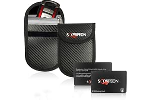 Scorpeon 2 Pack Faraday Bag for Key Fob, Triple Layer Carbon Fiber Shielding, with 2xRFID Card Blocker, Keyless Car Key Protector Signal Blocking Faraday Pouches, Anti-Theft Bag Case, Black