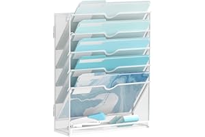 SUPTIDY 6-stöckiger Wand Zeitungshalter, Praktischer Wandorganizer Büro, A4 Dokumentenablage, Metall Prospekthalter, Zeitschriftenhalter Wand, Montage erforderlich, Weiß