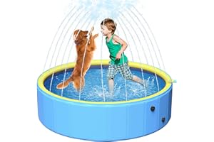 ARTCOOL Foldable Dog Pool, 47'' Portable Bath Tub for Pets, Collapsible Plastic Dog Bath, Durable Hard Plastic Kiddie Pool for Backyard