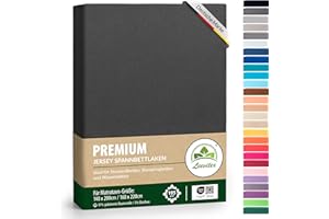 ‎LEEVITEX Premium Spannbettlaken, extra schwer und dick, 97% Mako-Jersey-Baumwolle und 3% Elasthan, auch Boxspringbett geeignet, 140 x 200-160 x 220 cm, Anthrazit/Grau
