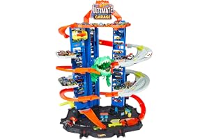 Hot Wheels Ultimate Garage lekset med 2 bilar | Bana med Robo T-Rex, flera nivåer för racing, stunt och förvaring för 100+ leksaksfordon i skala 1:64, GJL14