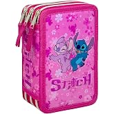 Clondo 3 Compartment Pencil Case for Kids, 44 Pieces, 3D Effect with Characters, 20 x 12 x 7 cm, Triple Stationery Kit for Pr