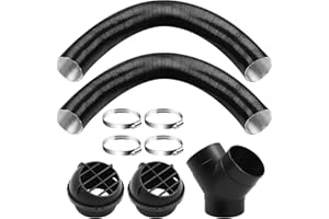 HOIIME Set di accessori per riscaldamento diesel, 75 mm, tubo T/Y, connettore per uscita dell'aria da 2 KW, tubo di riscaldamento da pavimento, presa dell'aria calda, set di clip (set di tubi a Y 1)