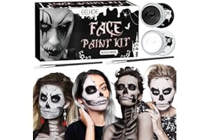 FAMKEEP Set per Trucchi Halloween Make Up,Trucco Bianco E Nero, Viso e Corpo Trucchi Da Viso,Trucco Zombie Vampiro per Giochi di Ruolo e Feste di Halloween