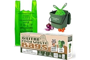 Generation earth | 120pcs - 6L Bags - Tie Handles - OK Compost HOME Certified - Food Waste - Extra Strong Kitchen Caddy Bin Liners