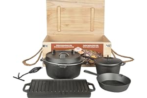 ESSCHERT Fancy Flames dutsch Oven, Set 7 pièces, noir, 28.9 x 28 x 15,8 cm, ff240