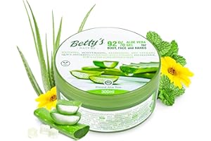 BETTYS NATURE Betty's Crema naturale all'aloe vera, vegana, gel nutriente per il corpo con 92% di aloe vera, gel naturale di aloe vera, per la cura quotidiana di corpo, viso, mani e capelli